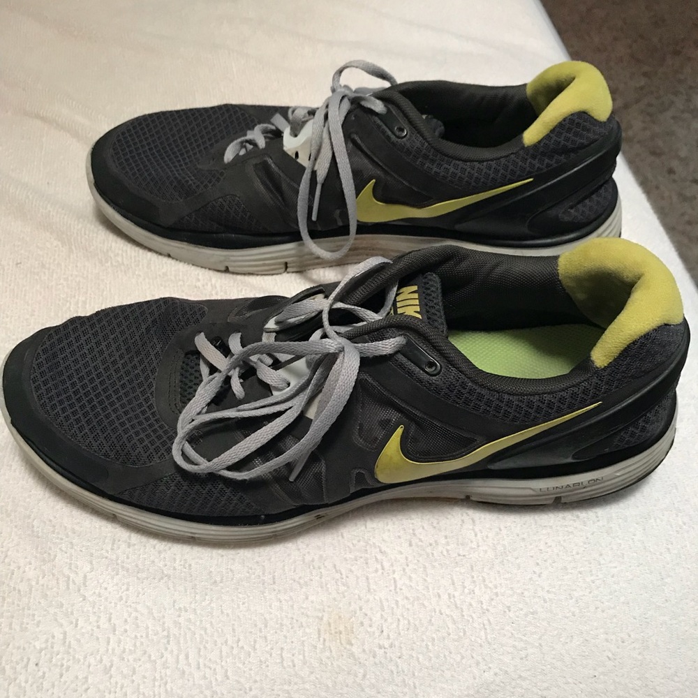 Black/Neon Nike Lunarglide running shoes.
